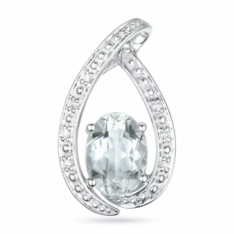 Quarz Anhänger in 14 karat Weißgold 0,03 ct 1,20 ct