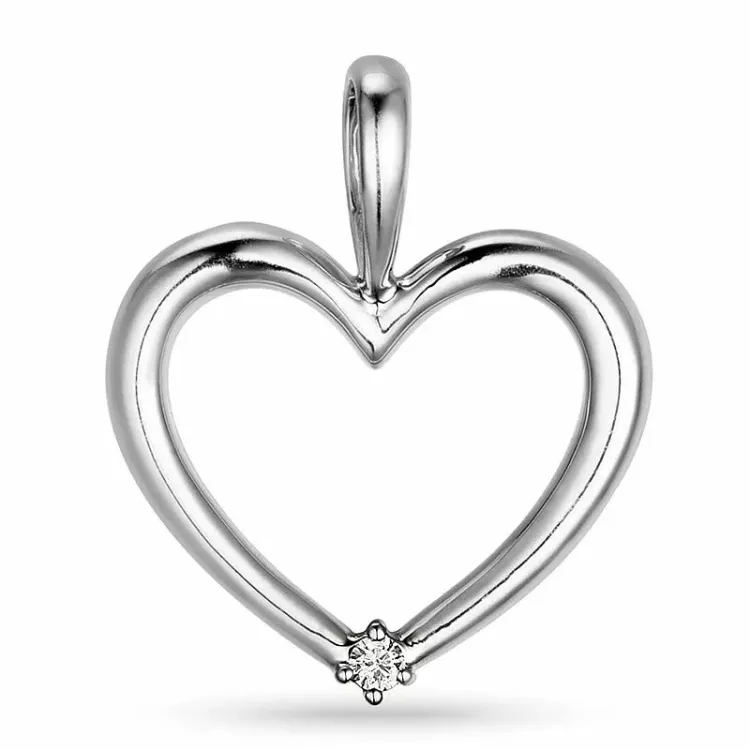 Herz Diamant Anhänger in 14 karat Weißgold 0,03 ct
