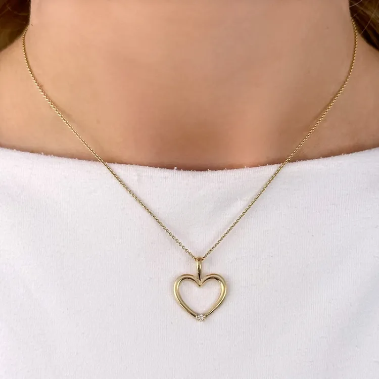Herz Diamantanhänger in 14 karat Gold 0,02 ct