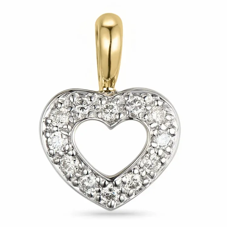 Herz Diamant Anhänger in 14 karat Gold- und Weißgold 0,15 ct