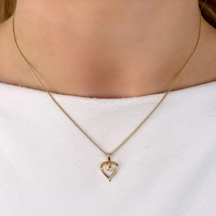 Herz Diamantanhänger in 14 karat Gold 0,02 ct