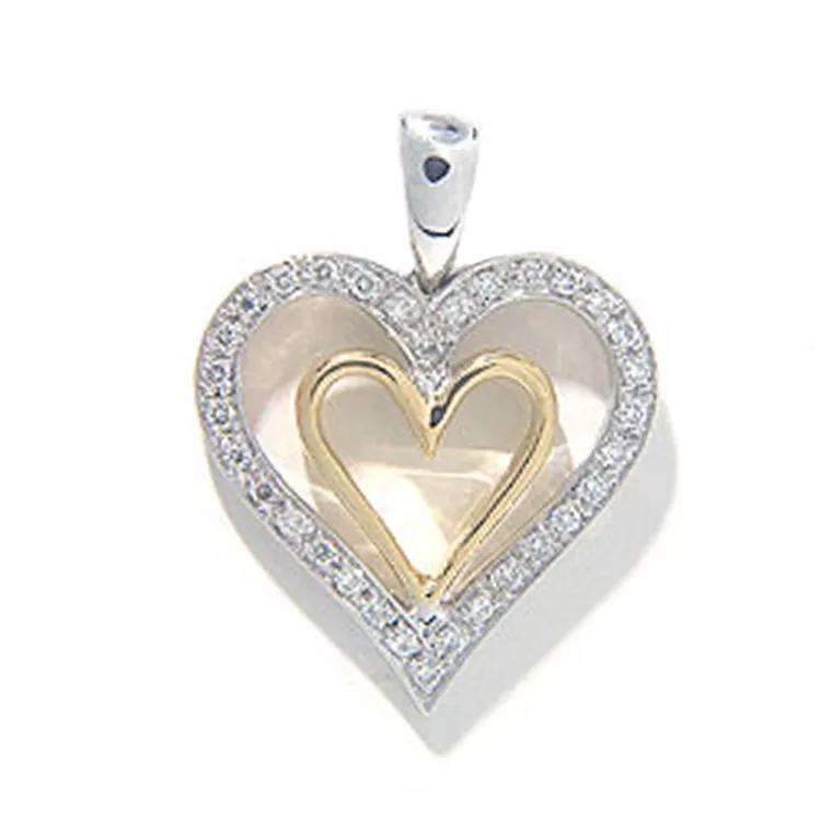 Herz Anhänger in 14 karat Gold- und Weißgold 0,15 ct