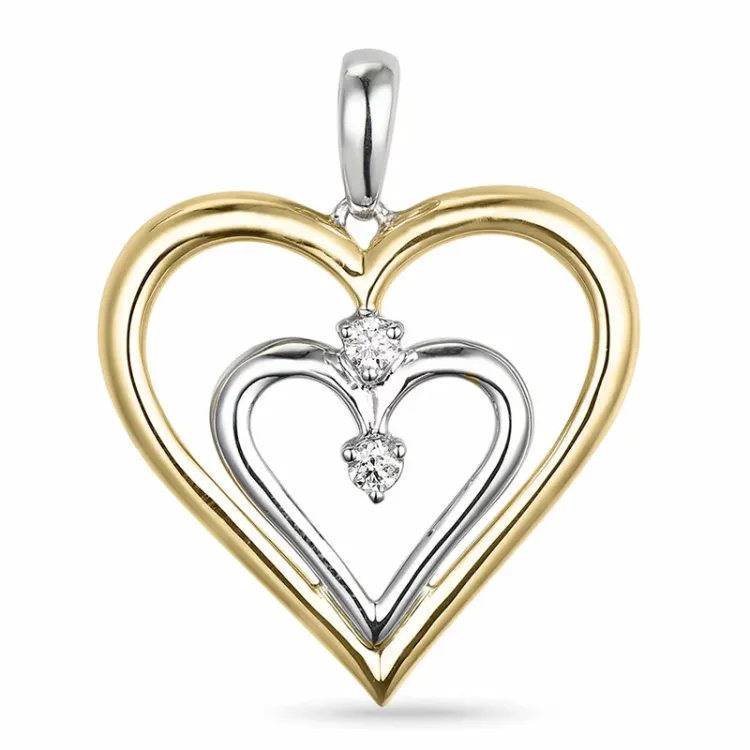Herz Diamantanhänger in 14 karat Gold- und Weißgold 0,05 ct