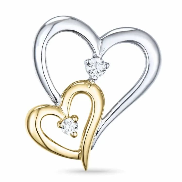 Herz Anhänger in 14 karat Gold- und Weißgold 0,06 ct