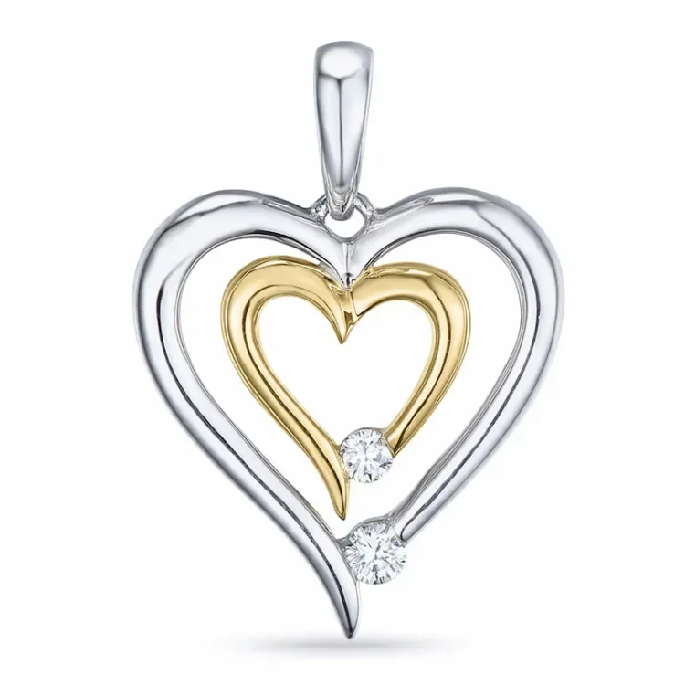 Diamant Anhänger in 14 karat Gold- und Weißgold 0,07 ct