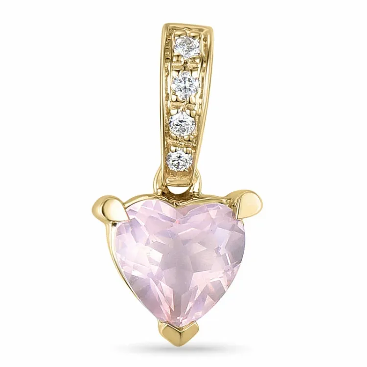 Herz Quarz Gold Anhänger in 14 karat Gold 0,03 ct 0,80 ct