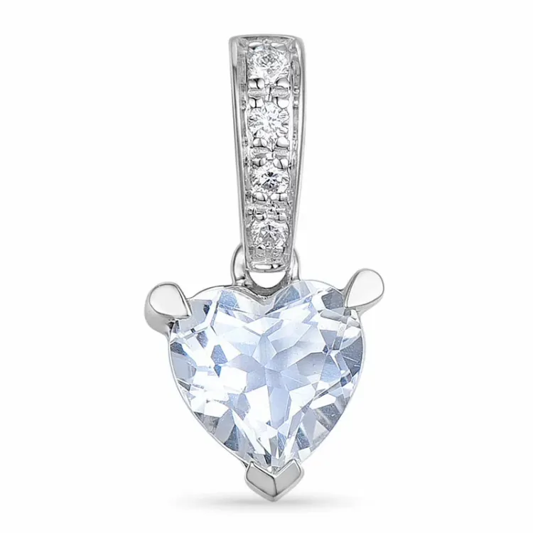 Herz Quarz Anhänger in 14 karat Weißgold 0,03 ct