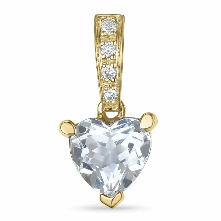 Herz Quarz Anhänger in 14 karat Gold 0,03 ct 0,80 ct