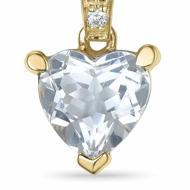 Herz Quarz Anhänger in 14 karat Gold 0,03 ct 0,80 ct