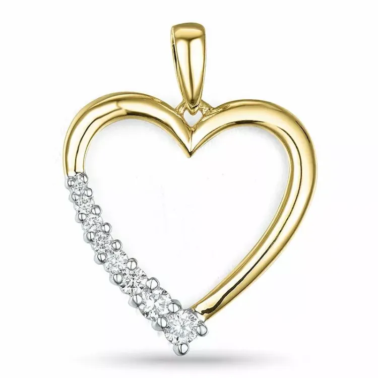 Herz Diamant Anhänger in 14 karat Gold- und Weißgold 0,26 ct