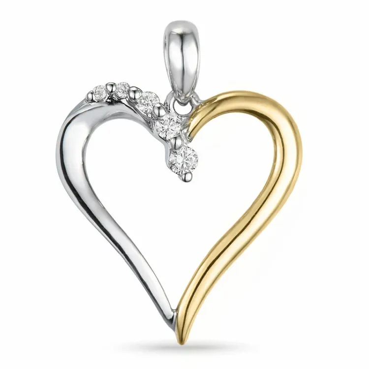 Herz Anhänger in 14 karat Gold- und Weißgold 0,10 ct