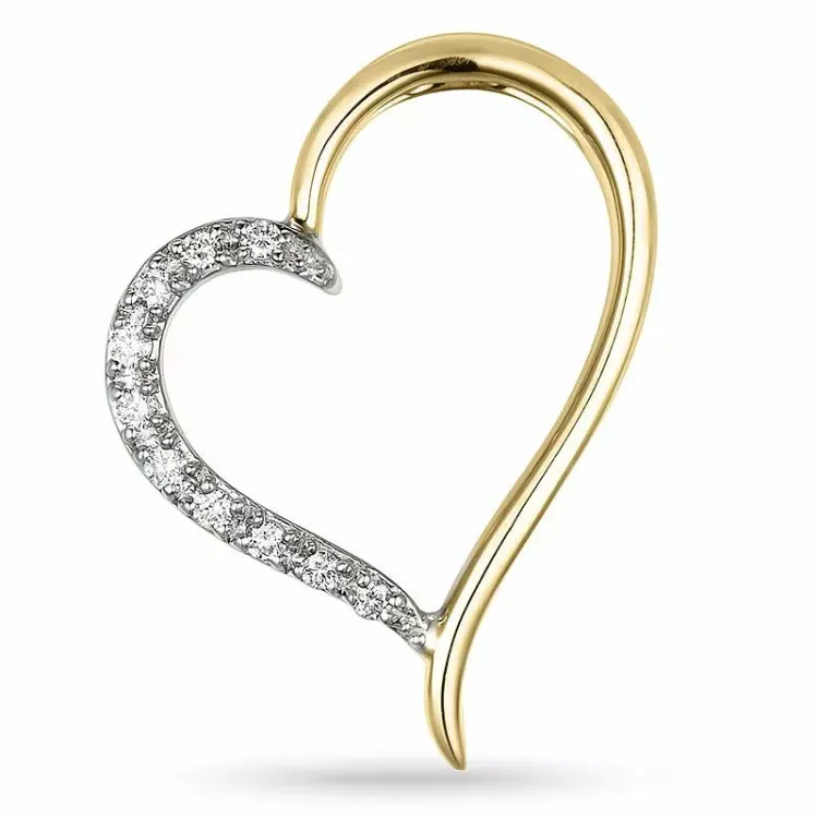 Herz Diamantanhänger in 14 karat Gold- und Weißgold 0,1 ct