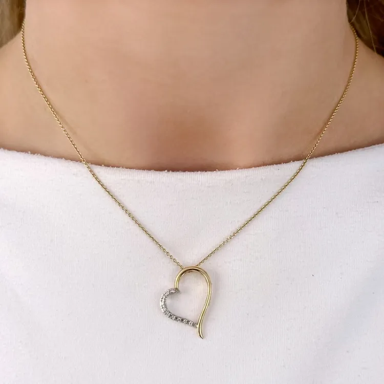 Herz Diamantanhänger in 14 karat Gold- und Weißgold 0,1 ct