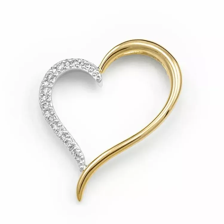 Herz Diamantanhänger in 14 karat Gold- und Weißgold 0,1 ct