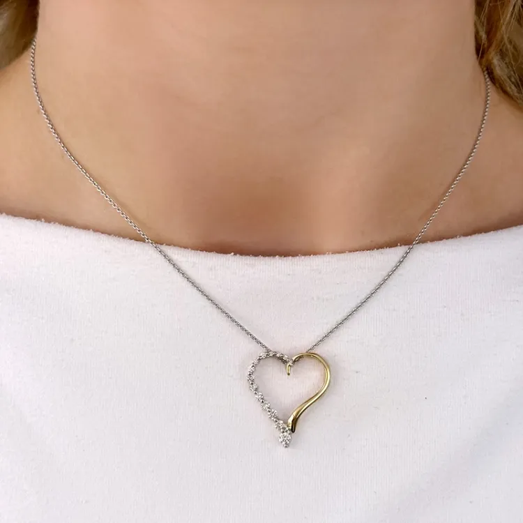 Herz Diamant Anhänger in 14 karat Gold- und Weißgold 0,32 ct