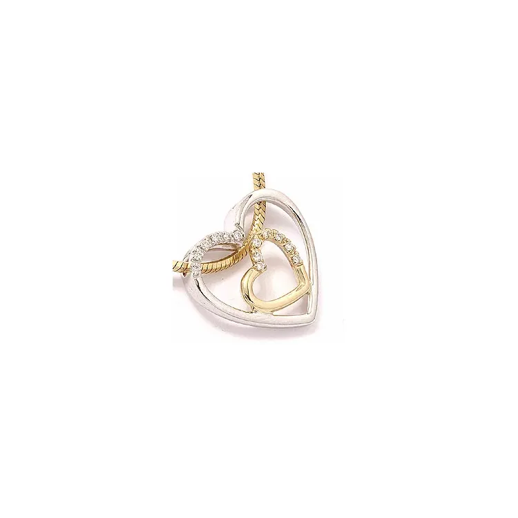 Herz Solitäranhänger in 14 karat Gold- und Weißgold 0,04 ct
