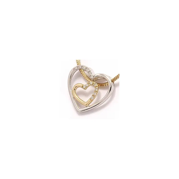 Herz Solitäranhänger in 14 karat Gold- und Weißgold 0,04 ct