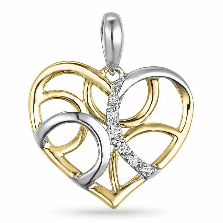 Herz Diamant Anhänger in 14 karat Gold- und Weißgold 0,05 ct