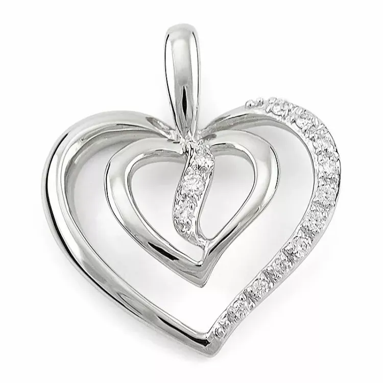 Herz Diamant Anhänger in 14 karat Weißgold 0,07 ct