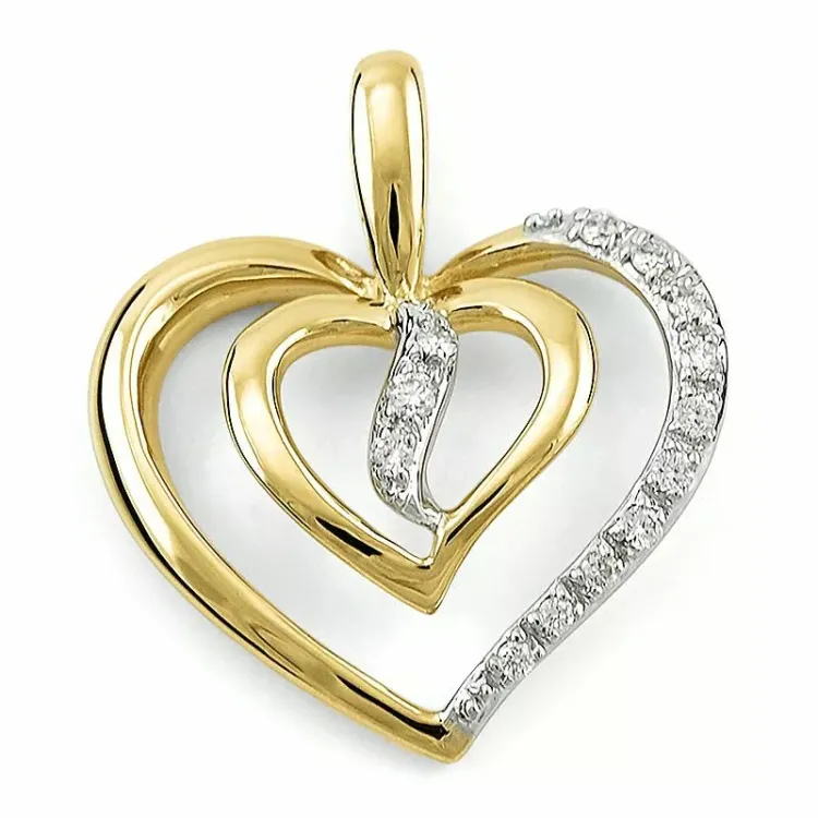Herz Diamantanhänger in 14 karat Gold- und Weißgold 0,07 ct