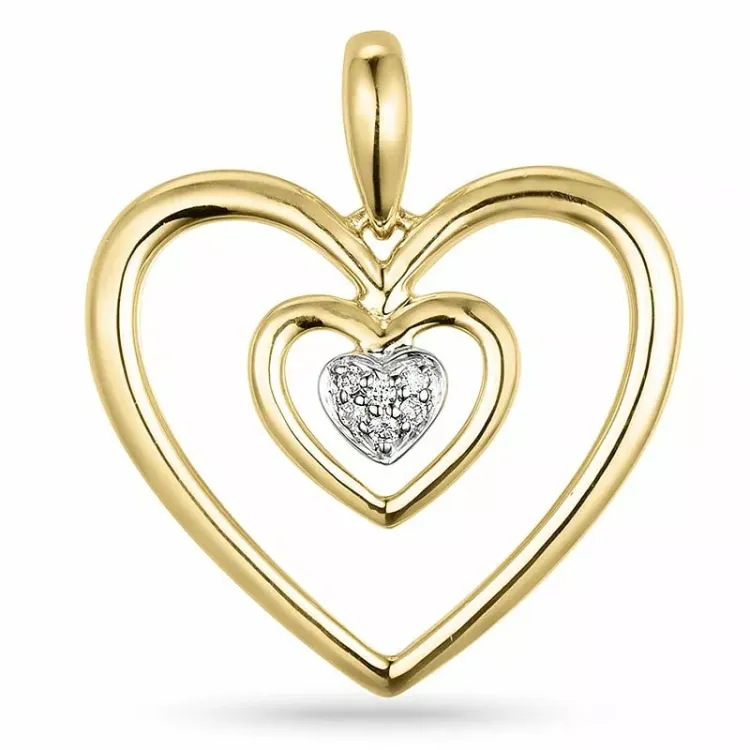 Diamant Anhänger in 14 karat Gold- und Weißgold 0,03 ct