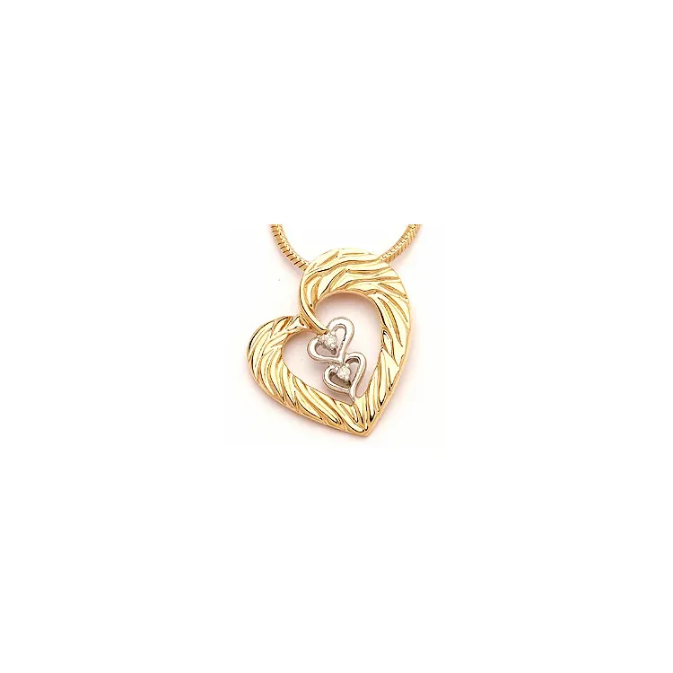 Herz Diamant Anhänger in 14 karat Gold- und Weißgold 0,02 ct