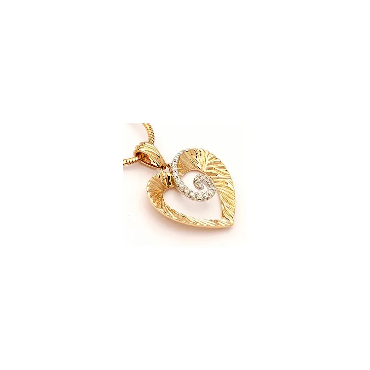 Herz Anhänger in 14 karat Gold- und Weißgold 0,11  ct
