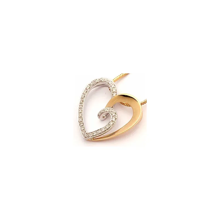 Großer Herz Anhänger in 14 karat Gold- und Weißgold 0,20 ct