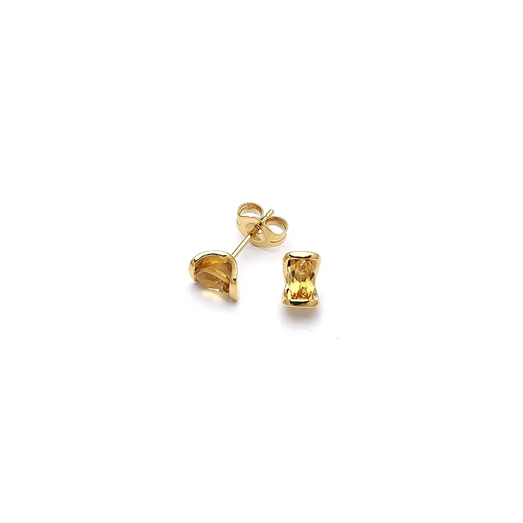 Viereckigem Ohrringe in 9 Karat Gold mit Citrinen