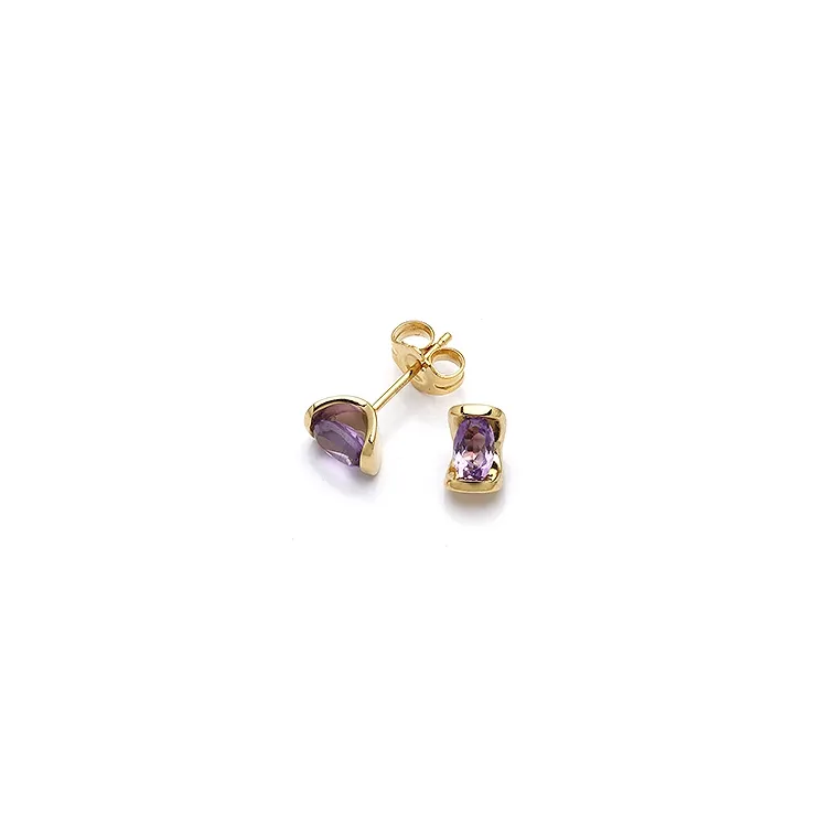 viereckigem Ohrringe in 9 Karat Gold mit 