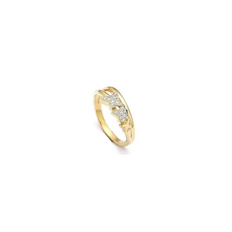 Schmetterling weißem Zirkon Ring aus 9 Karat Gold