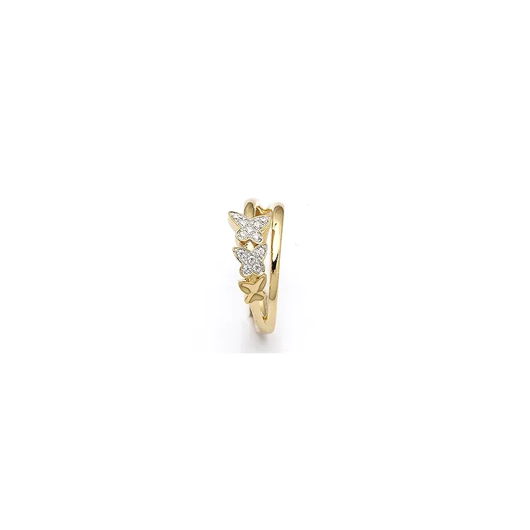 Schmetterling weißem Zirkon Ring aus 9 Karat Gold