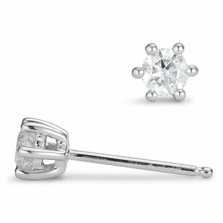 2 x 0,20 ct Diamant Solitärohrstecker in 14 Karat Weißgold mit Diamant