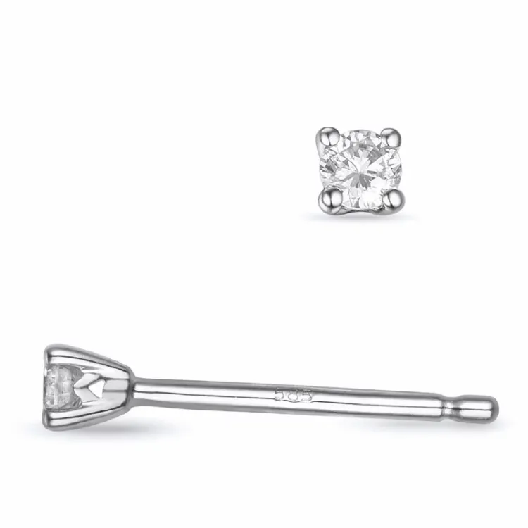 2 x 0,05 ct Solitärohrstecker in 14 Karat Weißgold mit Diamant