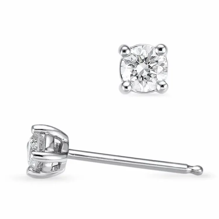 2 x 0,13 ct Solitärohrstecker in 14 Karat Weißgold mit Diamant