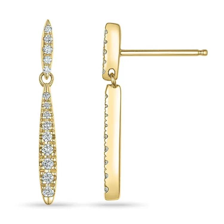 lange Diamant Ohrringe in 14 Karat Gold mit Diamant 