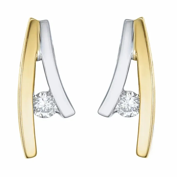 Diamantohrringe in 14 Karat Gold und Weißgold mit Diamant