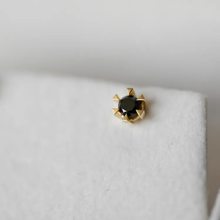 2 x 0,21 ct schwarzem Solitärohrstecker in 14 Karat Gold mit schwarz Diamant