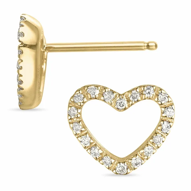 Herz Ohrstecker in 14 Karat Gold mit Diamant 