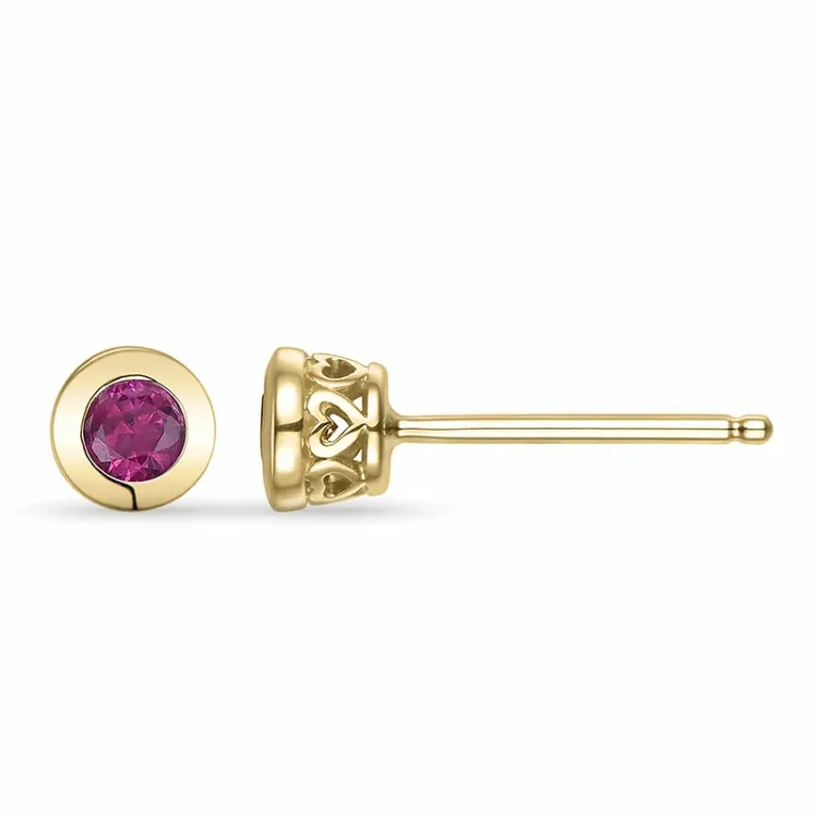 runden Rubin Ohrstecker in 14 Karat Gold mit Rubin 