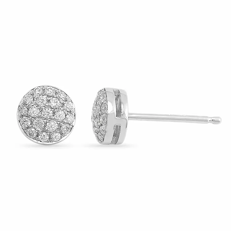 runden Diamantohrringe in 14 Karat Weißgold mit Diamant