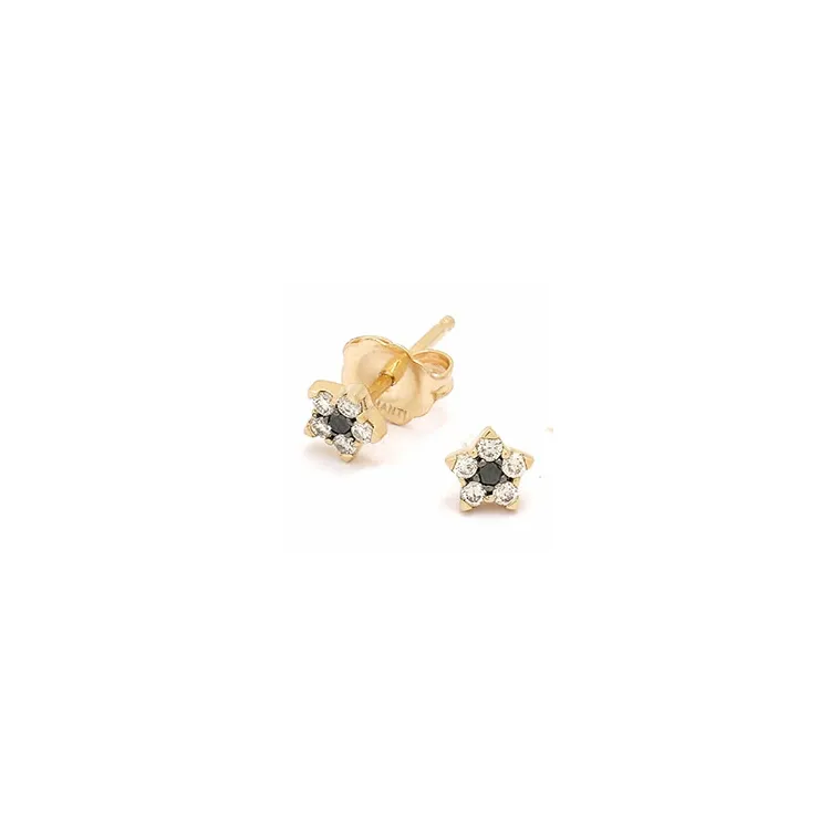 Stern Diamant Ohrstecker in 14 Karat Gold mit Diamant und Diamant 