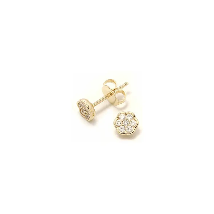 Blumen Diamantohrringe in 14 Karat Gold mit Diamant 