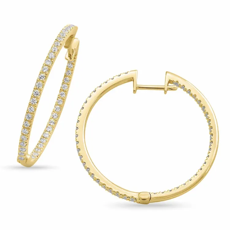 28 mm Diamant Kreole in 14 Karat Gold mit Diamant 