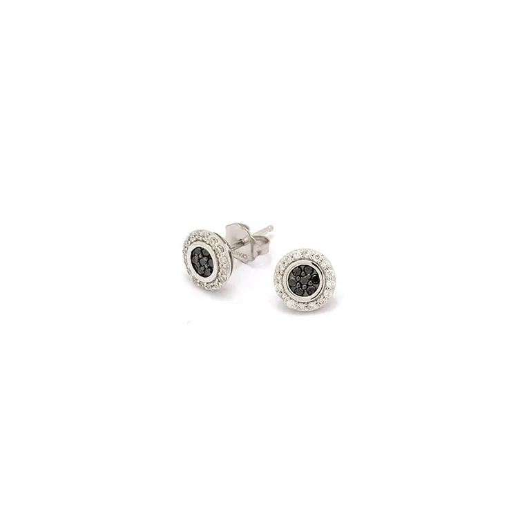 runden schwarzem Diamant Diamantohrringe in 14 Karat Weißgold mit Diamant und Diamant