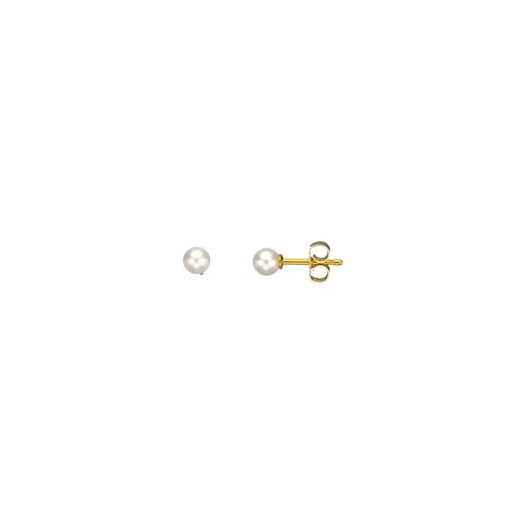 4 mm Scrouples runden weißen Perle Ohrringe in 8 Karat Gold