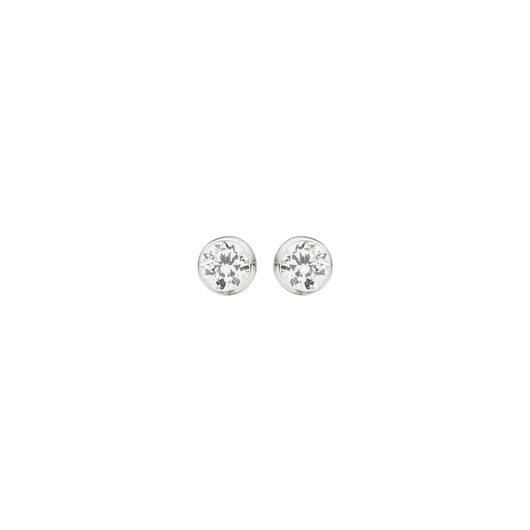3 mm Scrouples runden Ohrringe in Silber weißen Zirkonen