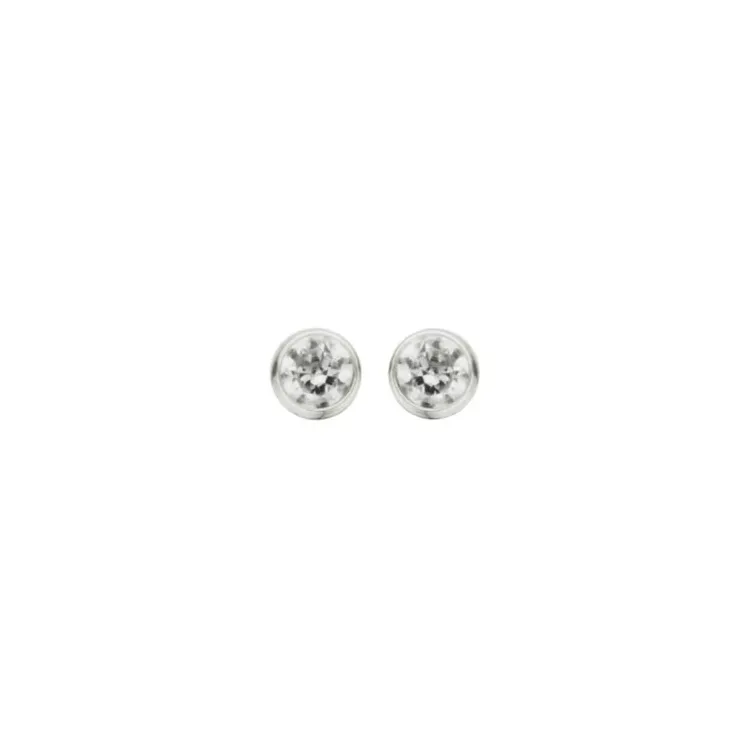 2 mm Scrouples Ohrringe in Silber weißen Zirkonen
