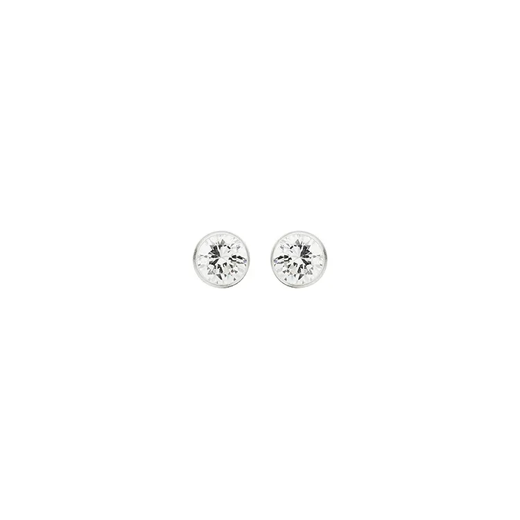 5 mm Scrouples runden Ohrringe in Silber weißen Zirkonen