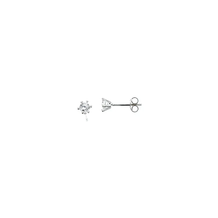 4 mm Scrouples Ohrringe in Silber weißen Zirkonen